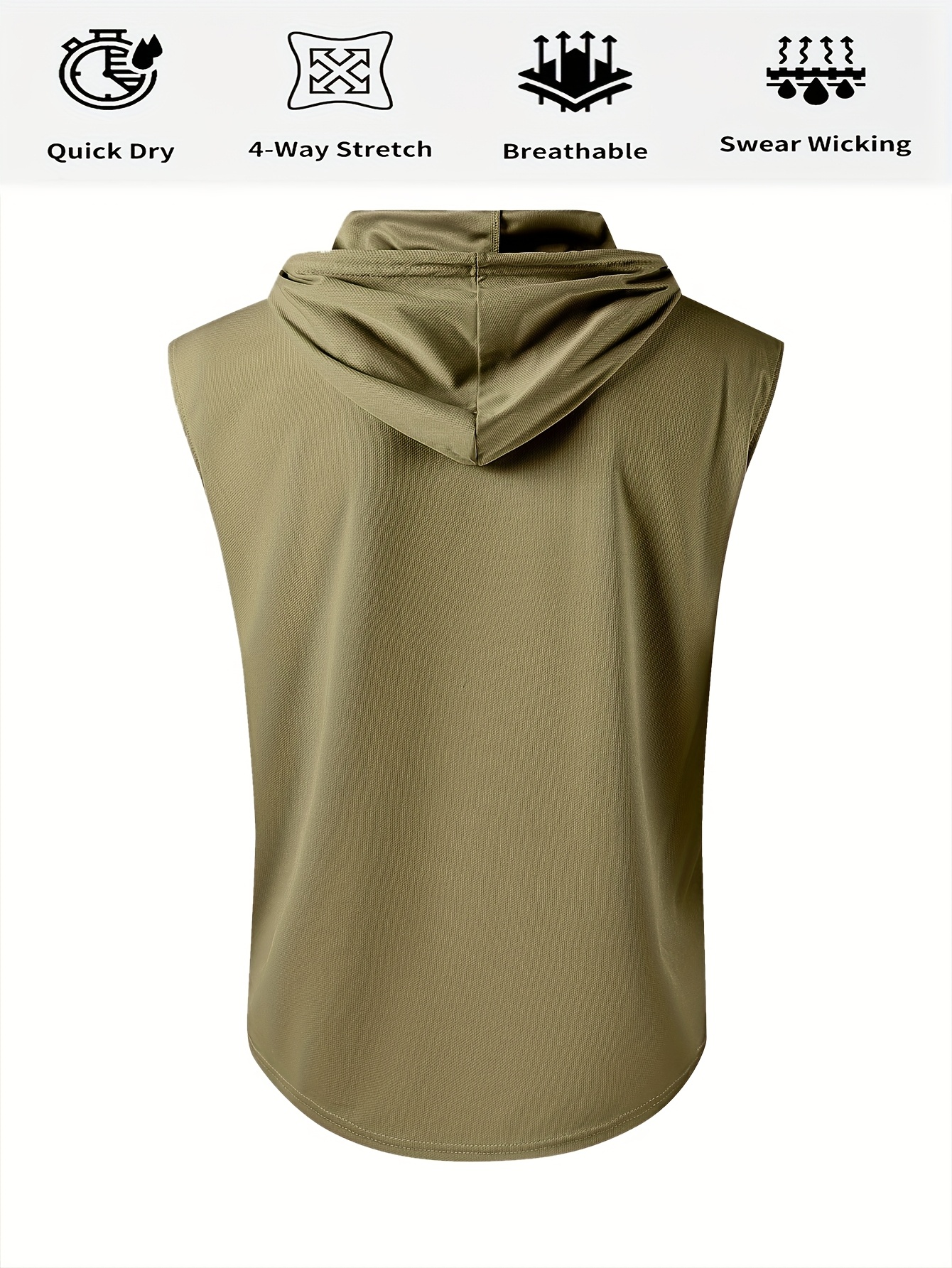 3pcs Men's Quick-Dry Breathable Gym Hooded Tank Tops - Moisture-Wicking Workout Shirts with Adjustable Drawstring, Black/Navy/Olive Green for Summer Fitness & Casual Wear, Gym Clothes