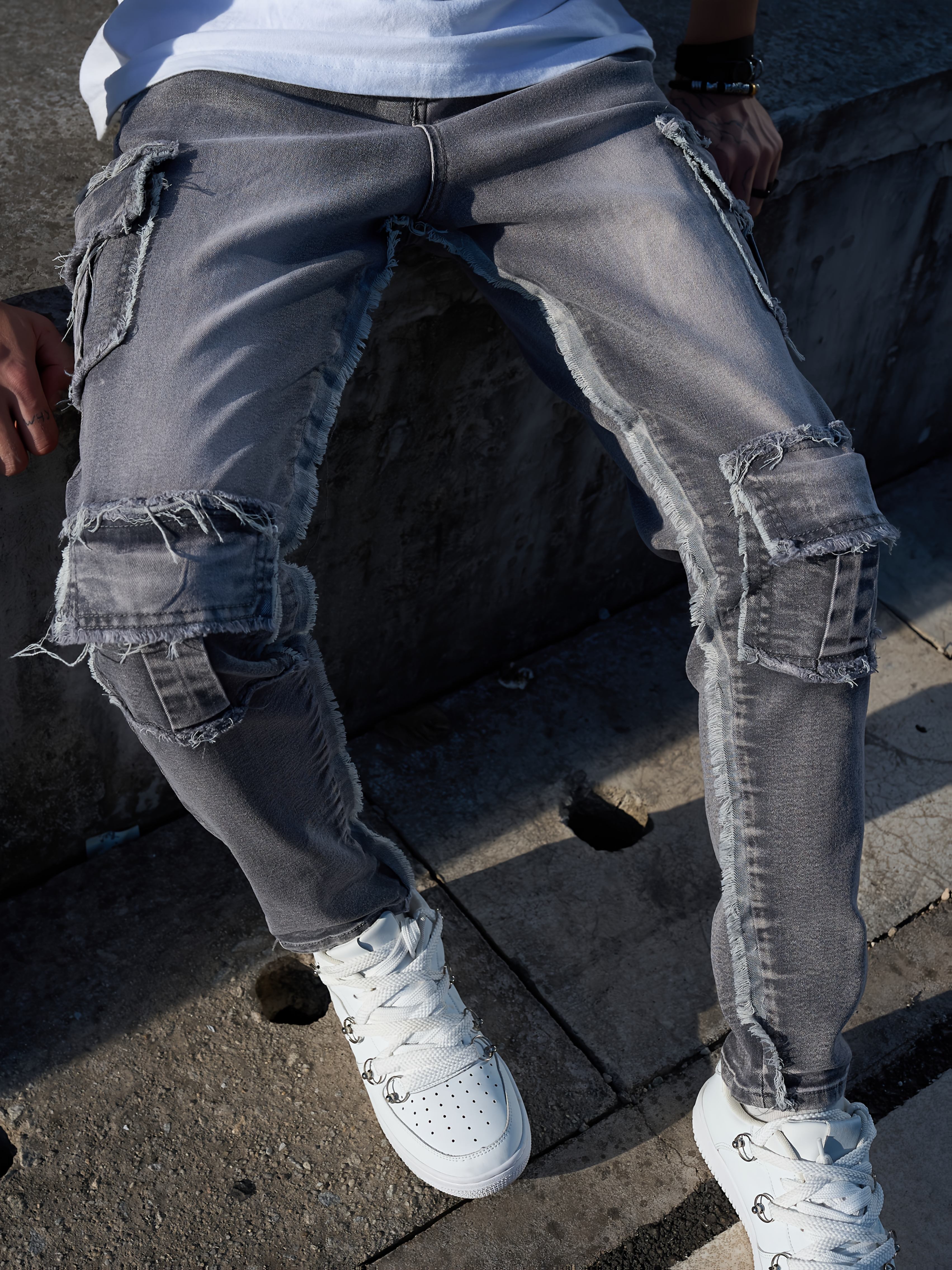 Men'S Heavy-Duty Work Pants - Non-Stretchy Slim Fit Jeans with Multiple Utility Pockets, All-Season Everyday & Formal Pants for Construction, Office, Casual Outfits - Machine Washable Vintage Industrial Style, Construction Attire, Durable Fabric, Urban Style, Sturdy Construction, Urban Professionals