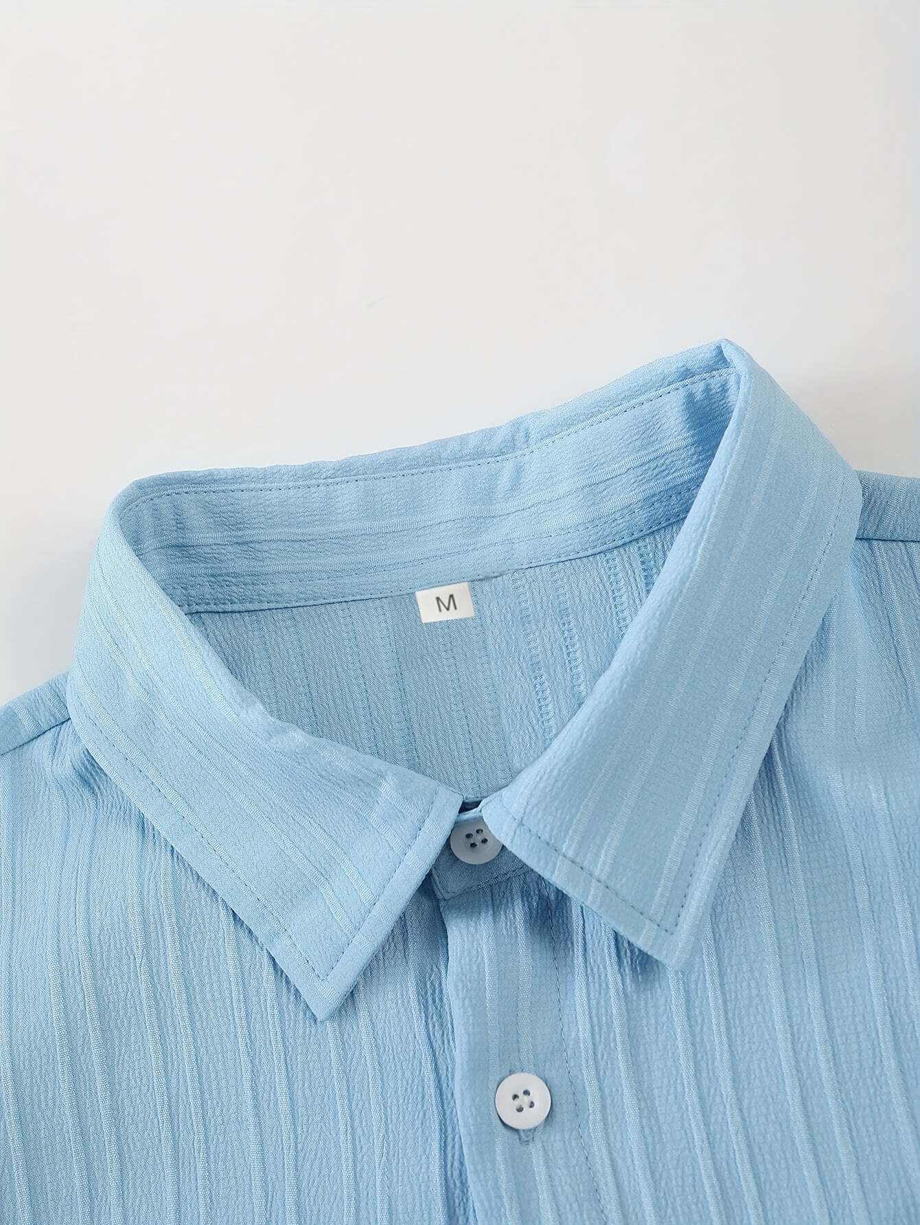 Men's Striped Casual Short-Sleeve Shirt + Drawstring Elastic Waist Pants Two-Piece Set for Holiday Outings