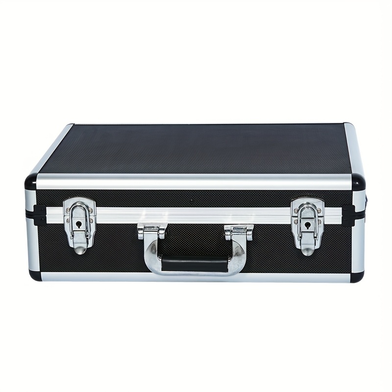 Practical Aluminum Alloy Toolbox, Portable Carrying Case with Rounded Silvery Frame for Tools and Documents, Large Capacity Storage with Built-in Sponge for DIY Organization