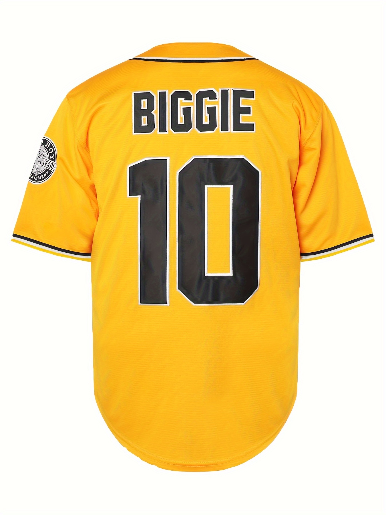 Men'S Badboy #10 Yellow Baseball Jersey - Classic Retro Design with Embroidered Lettering, Button-Up Short Sleeve, Breathable Loose Fit for Training, Competition & Casual Wear - All-Season Comfort, Sports Apparel, Sporty Look, Comfortable Sports Wear, Athletic Clothing, Sporty Style, Durable Stitching, Performance Wear, Fitness Enthusiasts