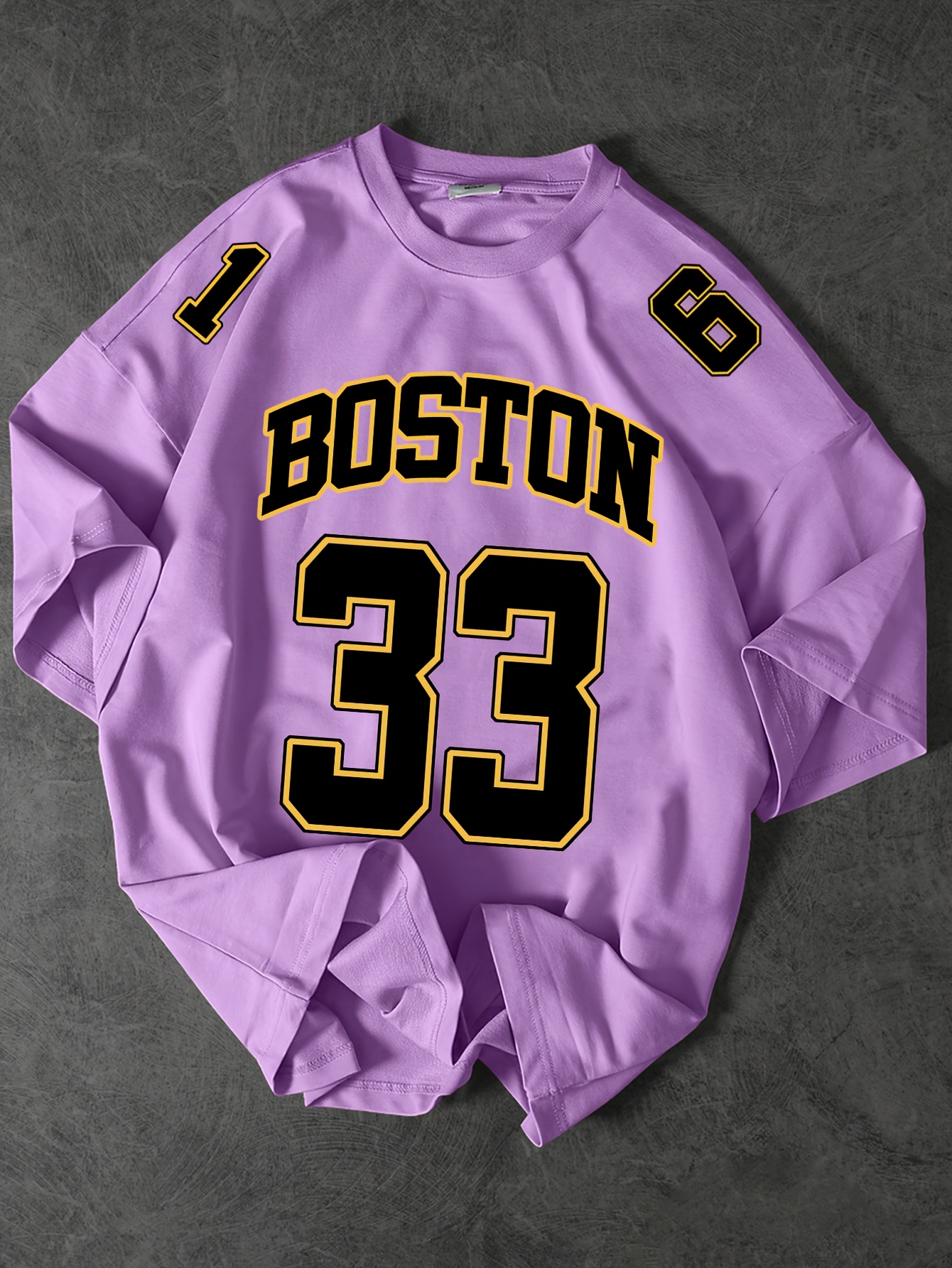 Men'S Boston 33 Jersey T-Shirt - Pink Casual Summer Tee with Black Number & Letter Print, Loose Fit Round Neck Tshirt for Adults, Fan Apparel, Comfortable Clothing, Durable Fabric, Perfect for Outdoor
