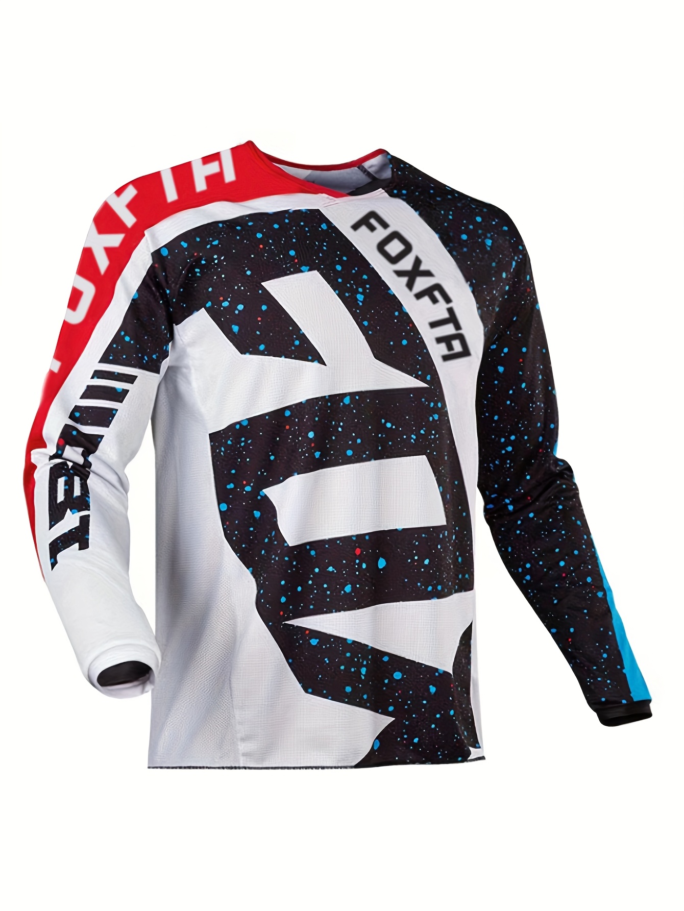 Men'S High-Performance Motocross Jersey - Breathable, Quick-Dry Cycling Shirt for BMX, MTB, ATV, and Fishing - Pink & Blue Graphic Design, Lightweight & Versatile for All Seasons, Cycling Shir