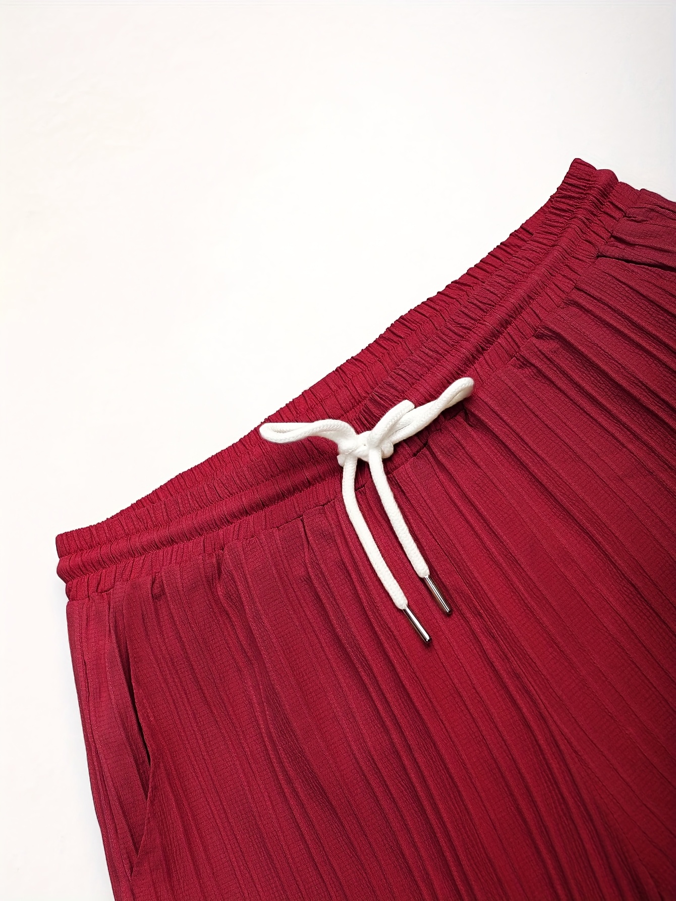 Men's Striped Casual Short-Sleeve Shirt + Drawstring Elastic Waist Pants Two-Piece Set for Holiday Outings