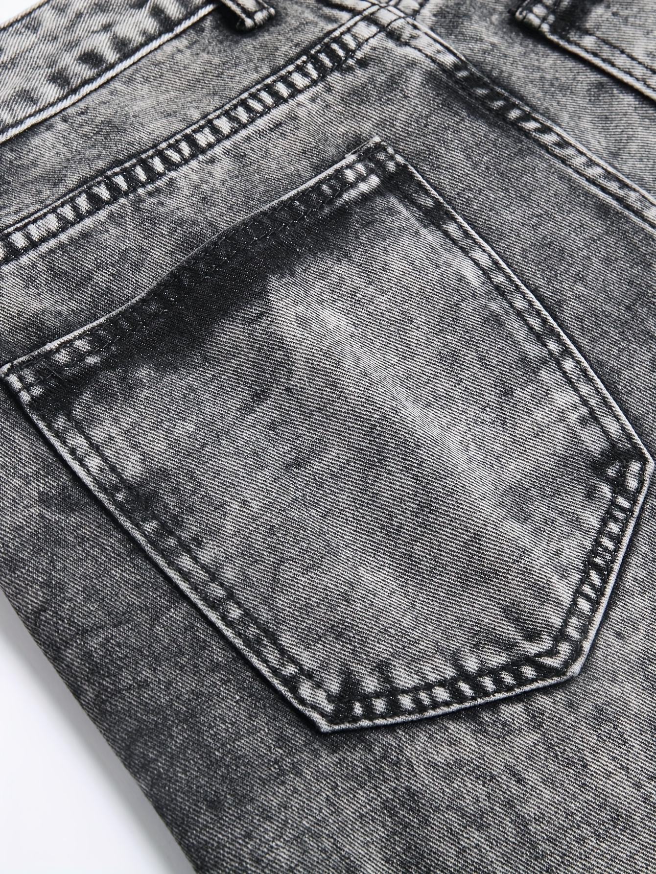 Men'S Black Distressed Faux Denim in European And American Style with Full Rips for Instagram.