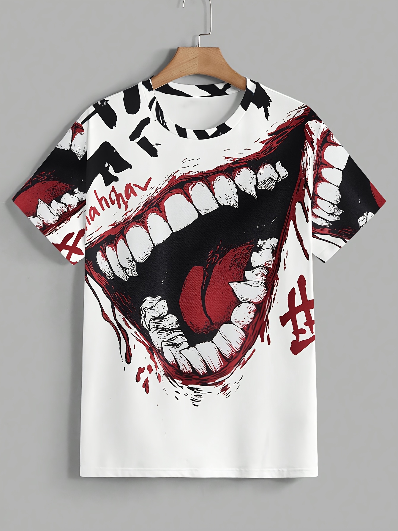 Men'S Novelty Print Casual Short Sleeve T-Shirt, Polyester Crew Neck Tee with Slight Stretch, Knit Fabric Patterned Design for Summer