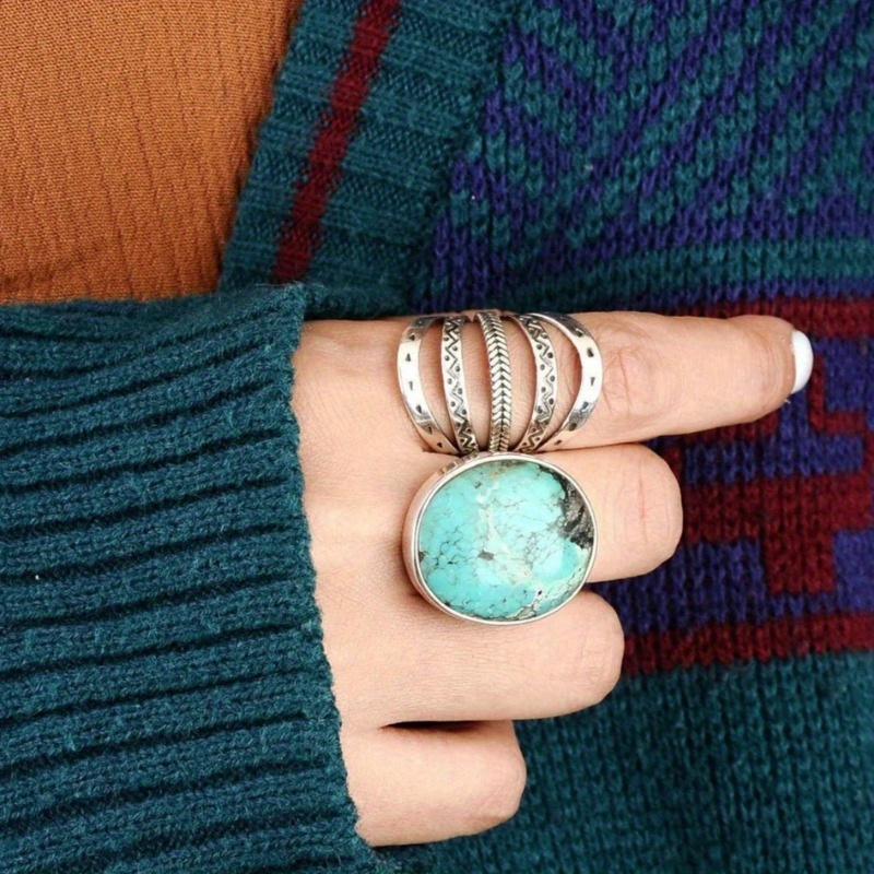 Simple Retro 5 Band Different Patterns Wide Rings for Women Daily Party Summer Vacation Style Accessories