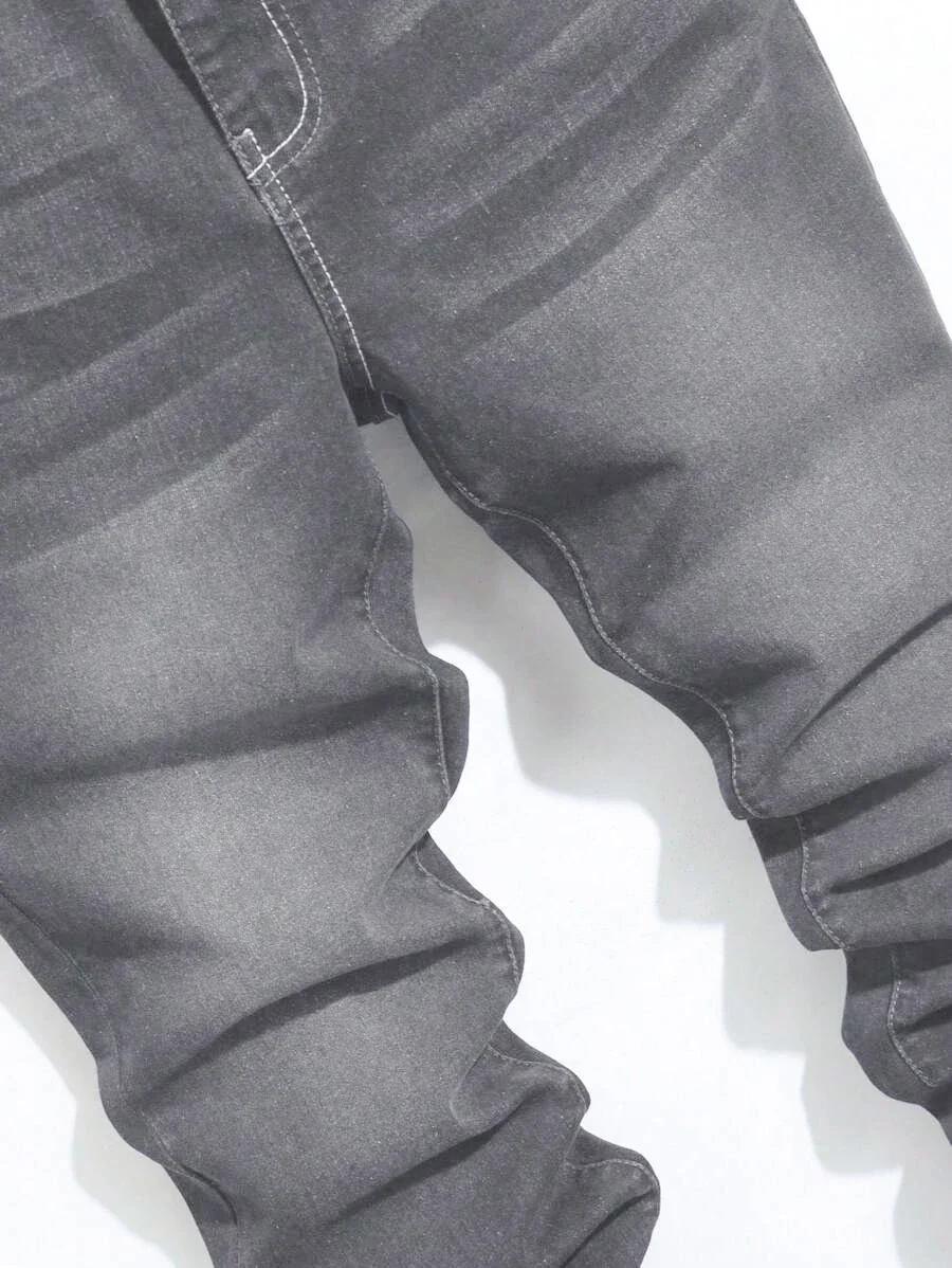 1pc Men's skinny jeans, casual and versatile in American street hip-hop, suitable for daily wear in all seasons