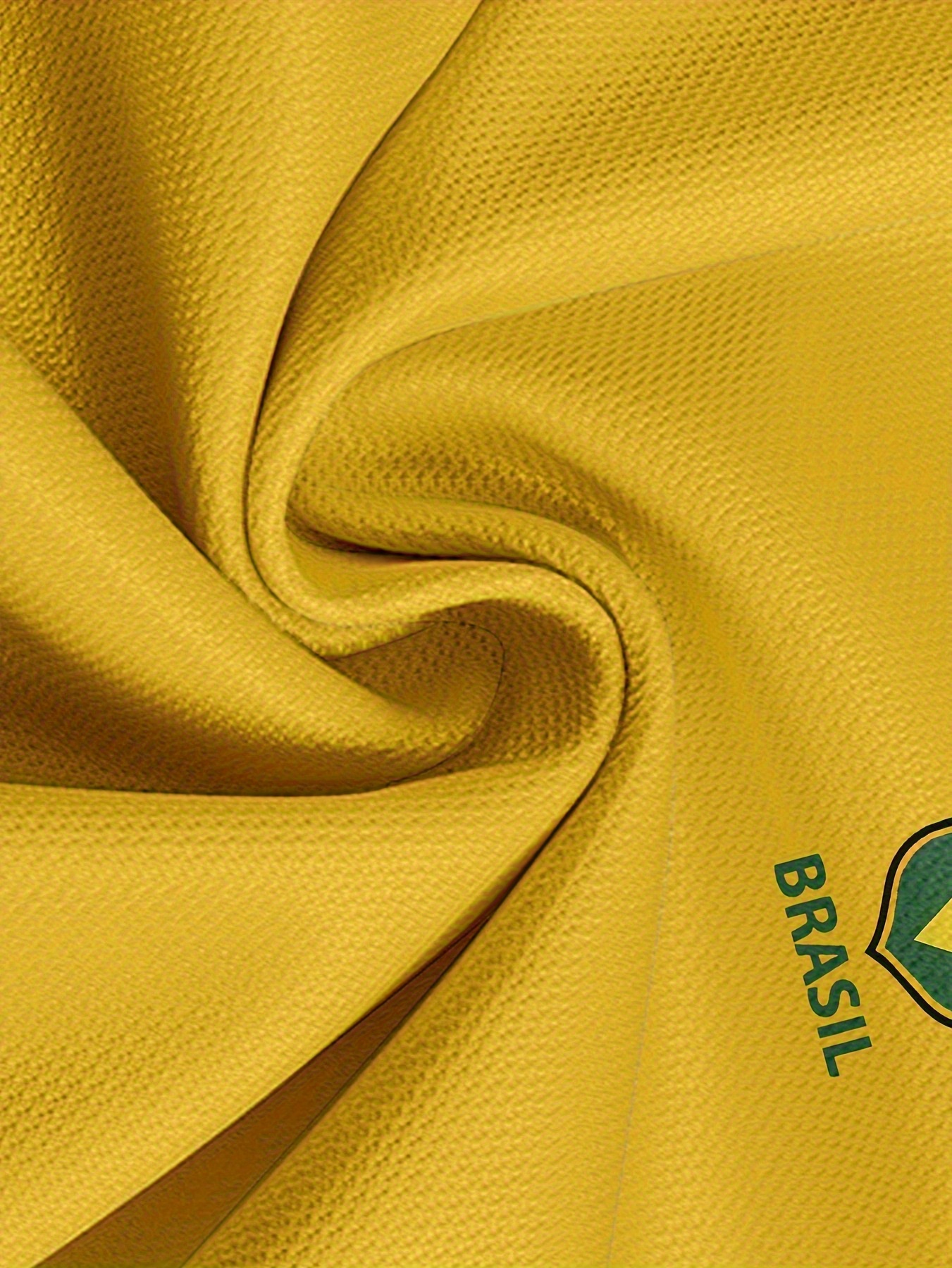 Men'S Brazil Soccer Jersey T-Shirt - Yellow with Green Trim, Breathable Polyester Fabric, Regular Fit, Ideal for Outdoor Activities & Casual Wear, Casual Wear Shirt | Sporty Design | Knit Construction, PLUS SIZE