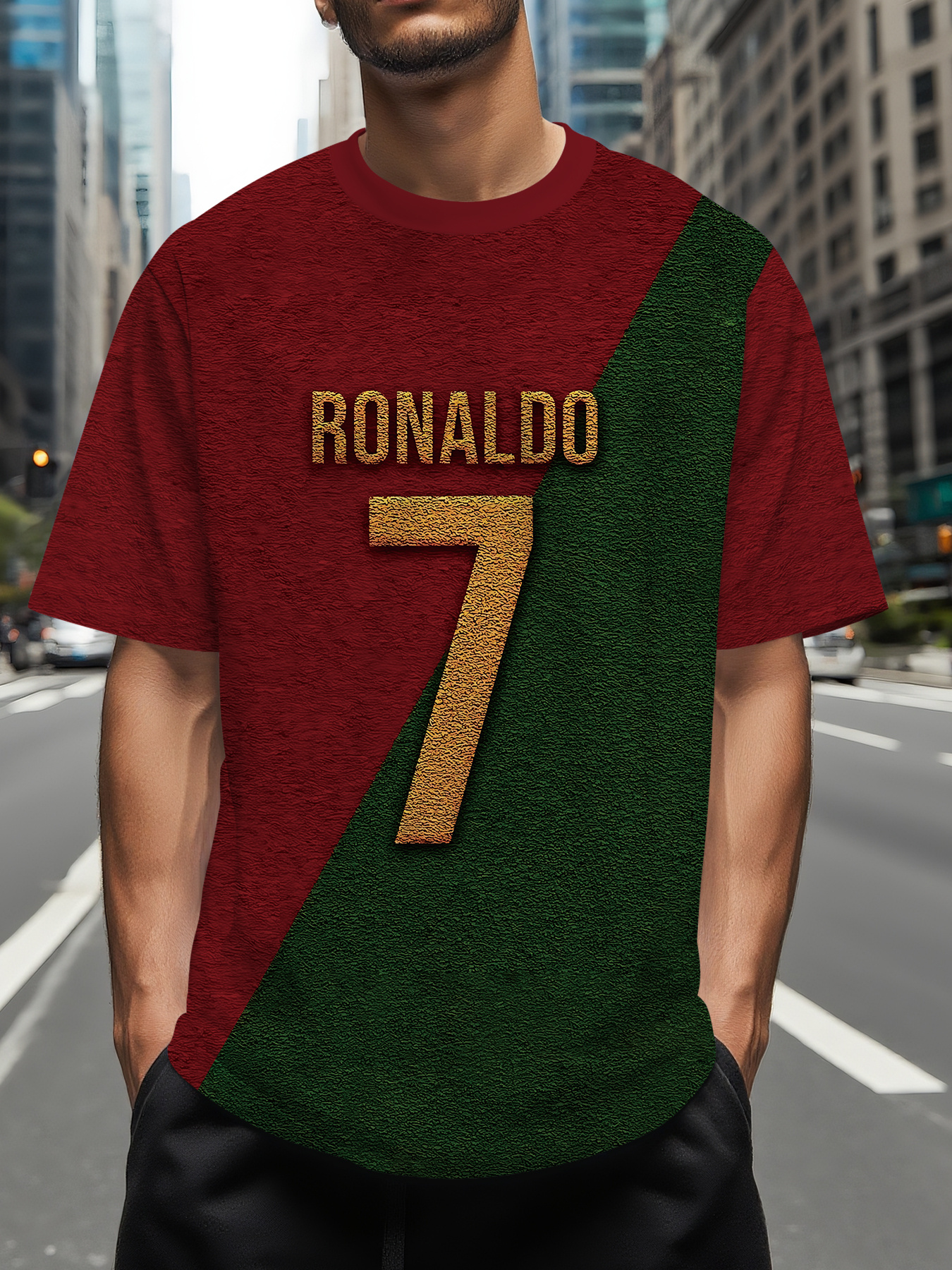 Men's Cristiano Ronaldo CR7 Jersey T-Shirt - Official Soccer Fan Apparel, 100% Polyester, Iconic Number 7 Design with Name Print, Casual Sports Wear for Football Fans & Everyday Use