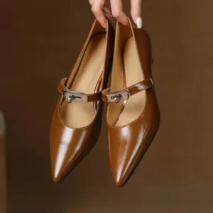 NCLIN Women Pumps Spring Summer Vintage Elegant Wedding Party Office Ladies High Heels Genuine Leather Mary Janes Shoes Woman