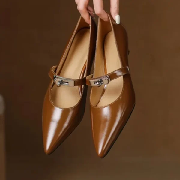 NCLIN Women Pumps Spring Summer Vintage Elegant Wedding Party Office Ladies High Heels Genuine Leather Mary Janes Shoes Woman