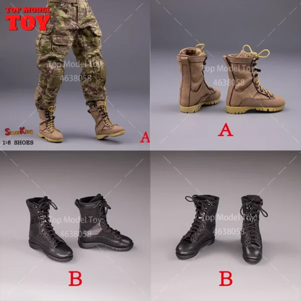 1/6 Scale SK011 Male Shoes Model Handmade Desert Combat Boots with Hollow Shoes for 12" Soldier Action Figure Body Dolls
