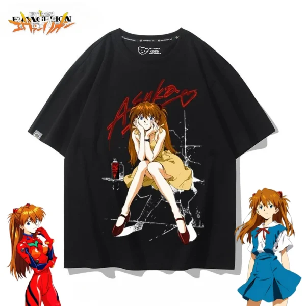 EVA Asuka Langley Soryu cartoon cute short sleeved creative personality for boys and girls summer lightweight T-shirt gift