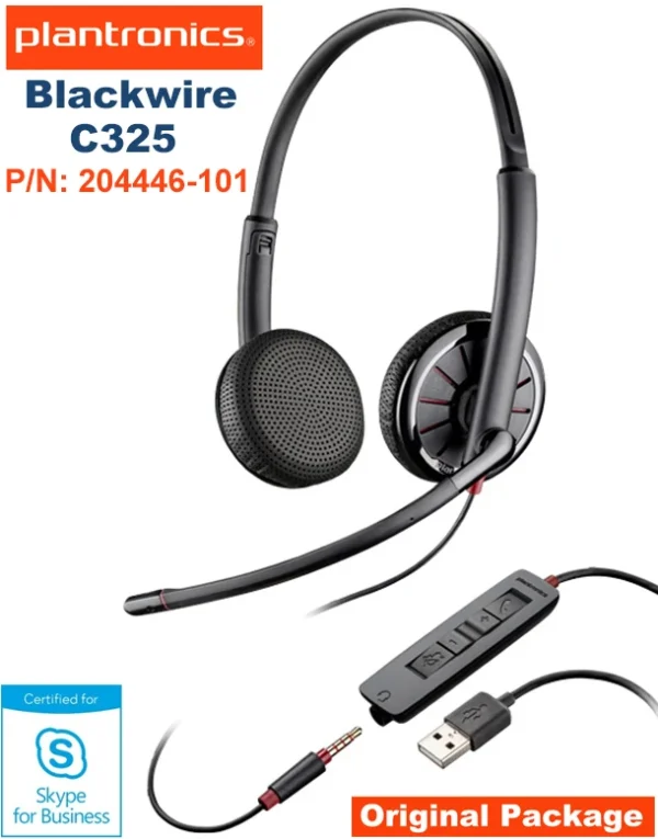 Plantronics Blackwire C325.1-M USB-A 3.5mm Headset, Binaural Headset, Wired P/N: 204446-101 C300DA certified for