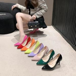 Large Size 40-43 Women High Heel Shoes Fashion Simple Solid Color Thin High Heel Pointed Single Shoes Botines Mujer Con Tacon