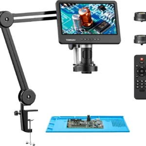 TOMLOV DM602 Flex Digital Soldering Microscope 2000X 10.1" HDMI Microscopes 3 Lens Coin Microscopio Ring Light For Repairing