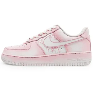 [Custom Bamboo 1.0]Nike Air Force 1 Anti-Slip Wear-Resistant Low-Top Skateboard Shoes Unisex Pink White