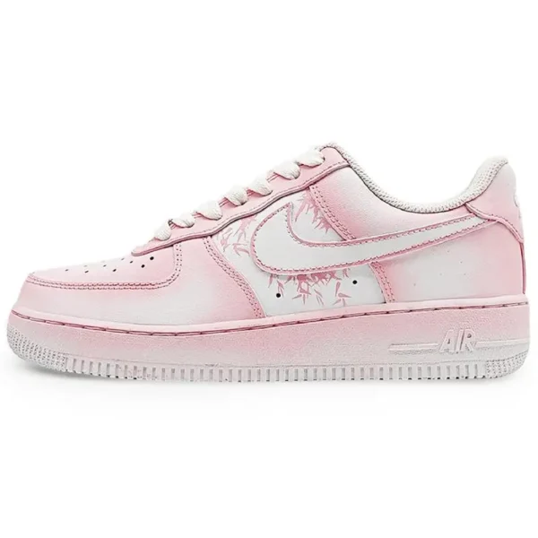 [Custom Bamboo 1.0]Nike Air Force 1 Anti-Slip Wear-Resistant Low-Top Skateboard Shoes Unisex Pink White