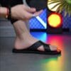 Men's 2025 All-Season Retro Cross-Strap Slide Sandals - Lightweight Non-Slip Durable PVC & EVA Cushioned Casual Indoor/Outdoor Slippers with Cross-Strap Design, Black, Everyday Footwear | Minimalist Shoe Design | Antislip Sole, Indoor Slippers