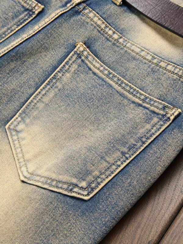 product-Fancyalgo-VirtualModelMatting-0a479f5392cbf6f818886884279008b0 Men'S Stretch Skinny Faux Denim - Slim Fit Straight Leg Pants with Mid-Rise Waist & Built- Zipper Closure, Vintage Washed Look for Everyday & Formal Outfits - All-Season Streetwear Faux Denim for Men, Casual Wear, Distressed Faux Denim, Comfortable Wear, Street Style, Retro Fashion, Durable Fabric, Urban Style