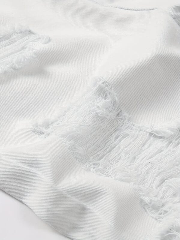 Men's Distressed Jeans Shorts - Non-Stretch Denim Casual Shorts with Zipper Closure, Machine Washable for Teens & Adults, Everyday Summer Outfits (Non-Elastic Waist), Weekend Attire, Torn Details, Durable Fabric, Young Adults