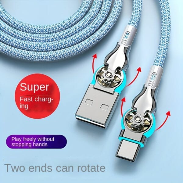 Quick charging data cable type-c micro 2m/1m/0.3m with lightweight dual elbow rotating flash charging suitable for Huawei Honor vivo, Xiaomi Redmi OPPO, OnePlus Samsung Sony Automotive General Android phone charging cable