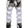 2023 New Arrival Men'S Slim-Fit Stretch Denim Jeans with Camo Print - White, Black & Gray, Casual Streetwear Style, Comfortable Outdoor Hiking Pants for All Seasons, Hiking Pants, Trendy Streetwear, Medium Elasticity