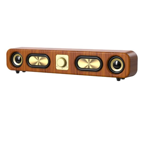 Portable Wireless Speaker with Enhanced Bass - Wireless, Dual Speakers, Rechargeable Battery, Ideal for Parties & Gifts, Wood Grain Design