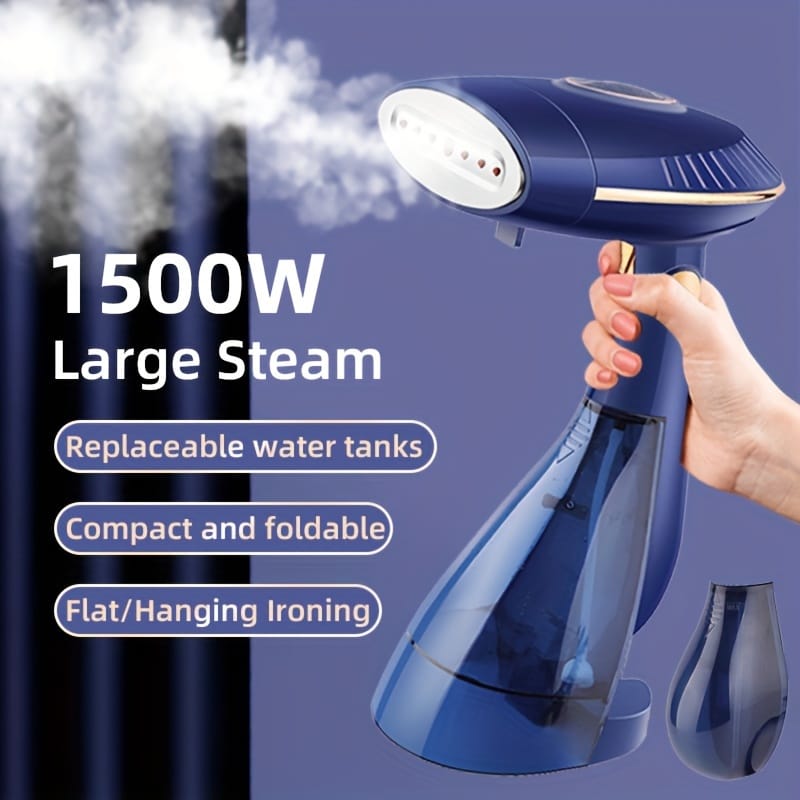 1pc, Portable Handheld Folding Iron, Wet And Dry Ironing Machine, 1500W High-power Handheld Steamer, 288ml And 168ml Large-capacity Removable Water Tank, 30 Seconds Fast Heating, Portable Mini Fabric Steam Iron, Suitable For Home Travel Office