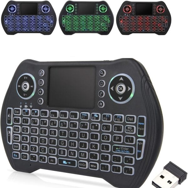 MXQ Backlit Mini Wireless Keyboard Touchpad Mouse Combo Remote Control, Rechargeable Li-ion Polymer Battery, 300mAh, USB Charging, 2.4G/3G/4G/5G, with Multimedia Keys, for Android TV Box, HTPC, PS3, Smart TV, PC, X-Box, Linux, Windows, MacOS