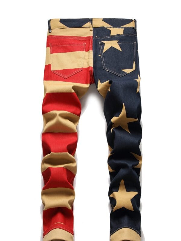 Men's American Flag Jeans - Patriotic Star & Stripe design, Non-Stretch denim Pants for Fourth of July, Independence Day Outfits - Machine Washable Casual Streetwear (Adult Men), Casual Attire, Bold Print, Quality Stitching, Mens Fashion