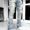 product-Fancyalgo-VirtualModelMatting-8658e3754815f3a01588881b16445d2d Men's Straight Jeans with Leather And Embroidered Letters
