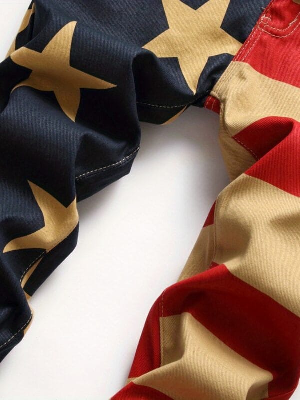 Men's American Flag Jeans - Patriotic Star & Stripe design, Non-Stretch denim Pants for Fourth of July, Independence Day Outfits - Machine Washable Casual Streetwear (Adult Men), Casual Attire, Bold Print, Quality Stitching, Mens Fashion