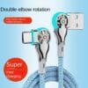Quick charging data cable type-c micro 2m/1m/0.3m with lightweight dual elbow rotating flash charging suitable for Huawei Honor vivo, Xiaomi Redmi OPPO, OnePlus Samsung Sony Automotive General Android phone charging cable