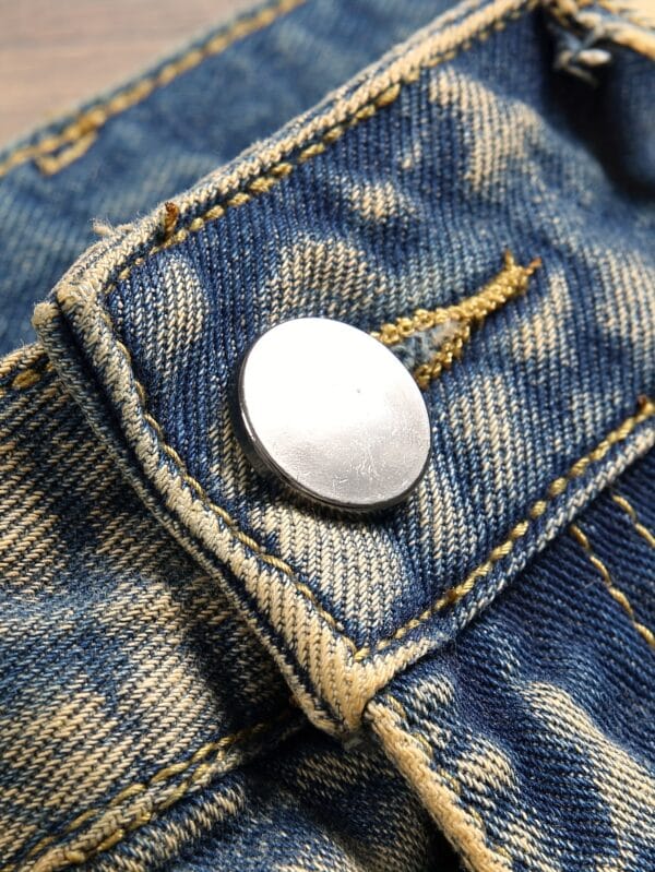 product-Fancyalgo-VirtualModelMatting-cfdea097ea103f37a20c7e5506d89268 Men'S Stretch Skinny Faux Denim - Slim Fit Straight Leg Pants with Mid-Rise Waist & Built- Zipper Closure, Vintage Washed Look for Everyday & Formal Outfits - All-Season Streetwear Faux Denim for Men, Casual Wear, Distressed Faux Denim, Comfortable Wear, Street Style, Retro Fashion, Durable Fabric, Urban Style