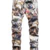 [Popular Choice] 1pc Men's Vintage Renaissance Angel Print Skinny Jeans, Mid Waist Denim with Zipper Fly, Casual Weekend Wear, Washed Detail, Regular Length, Oil Painting, European Art, Fashion Style, Leisure Outing Occasion, Cultivate The Body Version, Spring/Autumn, Fashion Style, Leisure Outing Occasion, Cultivate The Body Version, Spring/Autumn