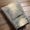 product-Fancyalgo-VirtualModelMatting-fdf3ef2c01264e2f8118798908b66a97 Men'S Stretch Skinny Faux Denim - Slim Fit Straight Leg Pants with Mid-Rise Waist & Built- Zipper Closure, Vintage Washed Look for Everyday & Formal Outfits - All-Season Streetwear Faux Denim for Men, Casual Wear, Distressed Faux Denim, Comfortable Wear, Street Style, Retro Fashion, Durable Fabric, Urban Style