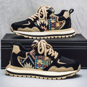 product-algo_check-auto-92d3bec7408db9de407089773fd3e0ca_1732901439799 Men'S Stylish Vintage-Inspired Sneakers - Thick Sole, Lace-Up, All-Season Hiking & Outdoor Boots with Geometric & Plaid Patterns, Non-Slip, Warm Winter Boots (Random Color), Casual Footwear | Vintage Sneakers | Laceup Boots