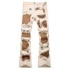 product-c2acc06415a6944a81058082b87b69f130bcc1db.goods_.000001 Men'S Slim-Fit Stretch Denim Jeans with Color-Block Brown Patches & Distressed Details - Casual Spring/Fall Trousers, Regular Length, Light Beige & Brown Contrast Design, Spring Fall Attire, Fashionforward Style, Durable Fabric