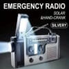 Emergency solar hand crank power emergency radio AM/FM/SW multi-band with LED flashlight, reading lamp, alarm, and mobile phone charging function.