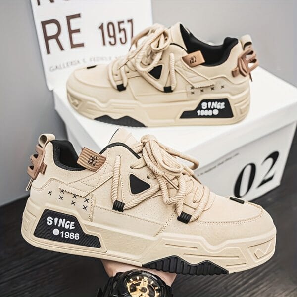 Men's Fashion Skate Sneakers - Comfortable, Non-Slip & Breathable Lace-Up Shoes with Rubber Sole for All Seasons