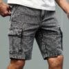 Men'S Classic Straight-Leg Faux Denim Shorts - Non-Stretch Faux Denim, Functional Pocket, Everyday Casual & Formal Outfits - Timeless Straight Leg Fit for Faux Denim-Wearing Months - Sizes S-2XL (Men'S Pants), Shorts Faux Denim, Versatile Clothing, Durable Fabric