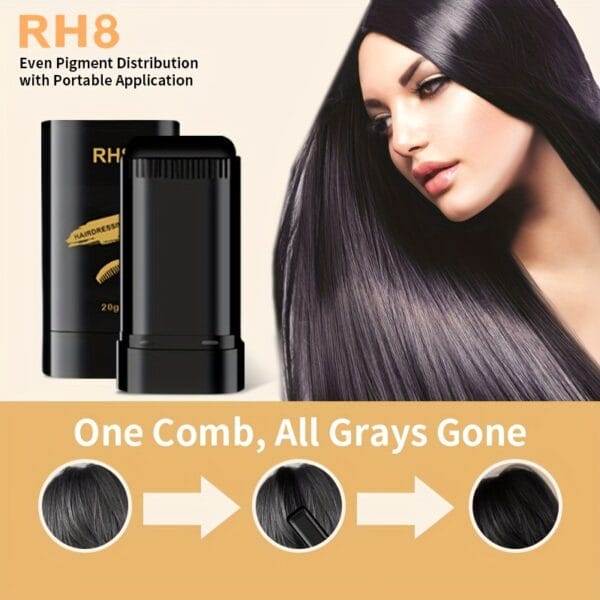 3 Colors Hair Color Stick - Emergency Hair Color Applicator with Comb Teeth, Waterproof & Sweat-Resistant, Easy to Clean, Rotating Design for Quick Gray Coverage - Ideal Gift for Adults (Unisex), Hair Coloring Supplies, Touchup Coloring Tool, Ergonomic Mascara-Like Applicator, Easy Application Tool