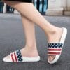 Men's Black Slides with Red & White Star Pattern - Non-Slip, Odor-Resistant Summer Slippers for Indoor & Outdoor Use, Comfortable EVA/PU Upper & Rubber Sole