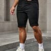 Y2K-Inspired Men'S Slim Fit Tapered Denim Shorts - Black, Casual & Street Style, Knee-Length with Pockets, Stretch Fabric, Perfect Gift for Husband or Boyfriend