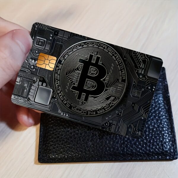1pc Dark Night Black Bitcoin Credit Card Sticker, Single-Sided Bank Card Skin Protection Decorative Sticker, Suitable for EBT, Transportation, Keys, Credit Cards, Debit Cards, Protect Bank Cards, Etc. - Universal for Four Seasons