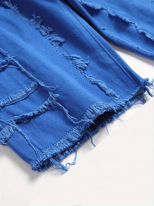 Men's Casual Straight Leg Denim Shorts, Knee-Length Jorts With Tassel Detail, Summer Street Style Fashion