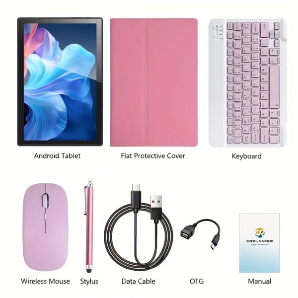 CRELNADER 10.1 Inch Tablet Android 13 Deca Core 6GB(3GB+ 3GB expand)+128GB Rom 2.4G/5G WiFi 5000mAh 1280x800 HD Touch Screen 5MP+13MP DUAL Camera 4G LTE with Case, Mouse, Stylus, Keyboard, 2in 1 Tablet PC