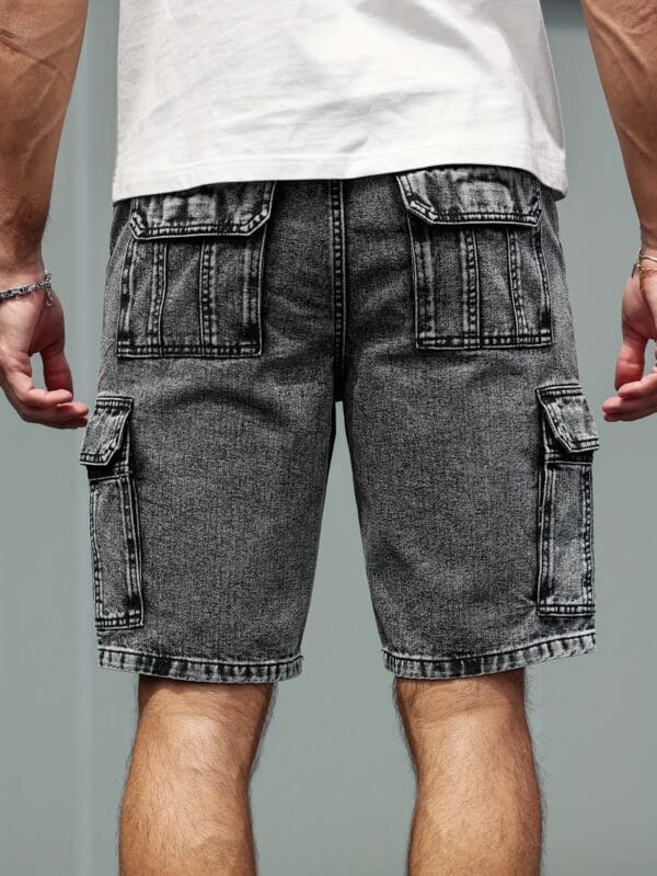 Men'S Classic Straight-Leg Faux Denim Shorts - Non-Stretch Faux Denim, Functional Pocket, Everyday Casual & Formal Outfits - Timeless Straight Leg Fit for Faux Denim-Wearing Months - Sizes S-2XL (Men'S Pants), Shorts Faux Denim, Versatile Clothing, Durable Fabric